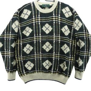 VTG Embassy Row Hand Knit Geometric Design Grandpa Pullover